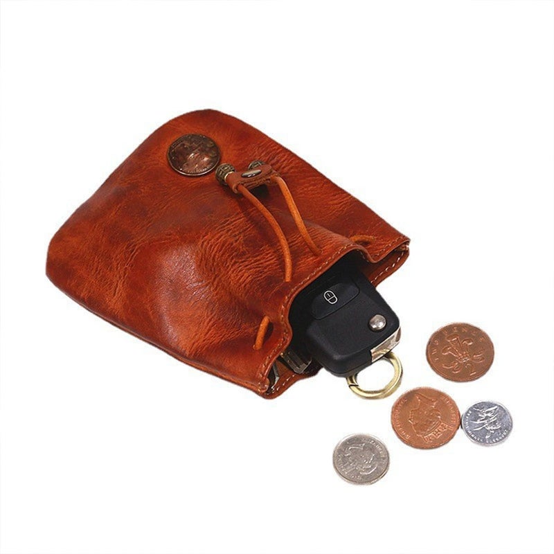 LFWATAXY Store Genuine Leather Medieval Coin Purse, Waist Bag Coin Organizer Change Holder Small Leather Drawstring Pouch for Men & Women (Dark brown) - Image 5